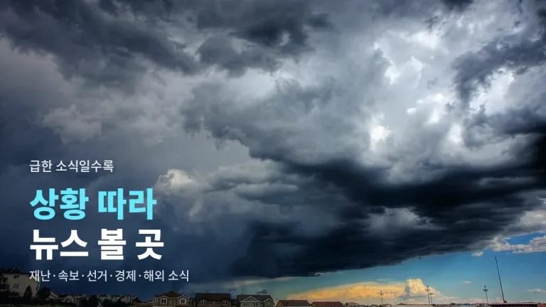상황별 뉴스 확인 방법 - 재난 특보, 사고 속보, 선거 개표, 경제 발표, 해외 사건 때 볼 곳 주소모음